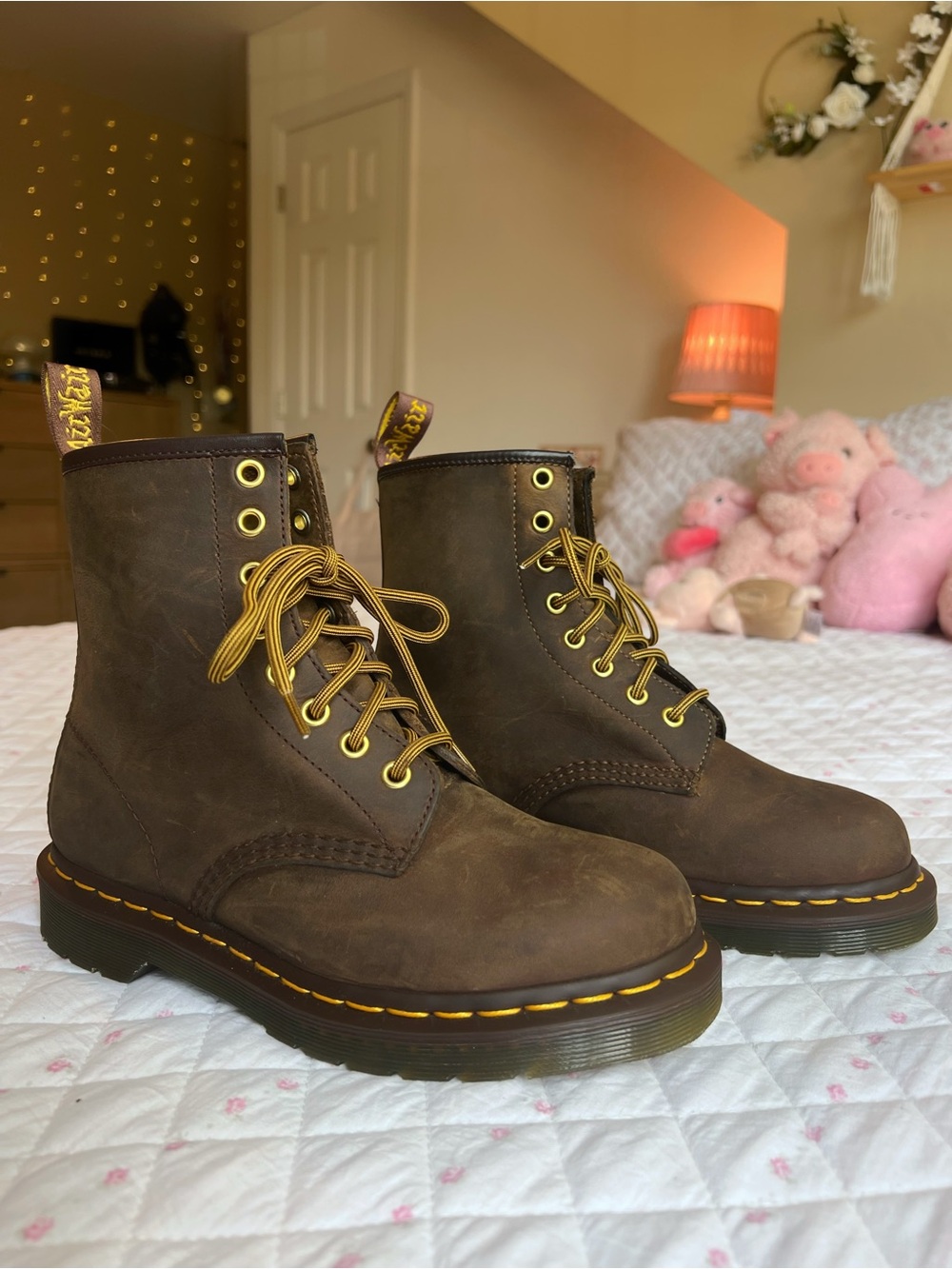 Dr. Martens 1460 Leather Lace Up Boots Crazy Horse Brown Women’s Size 6 - Picture 2 of 8